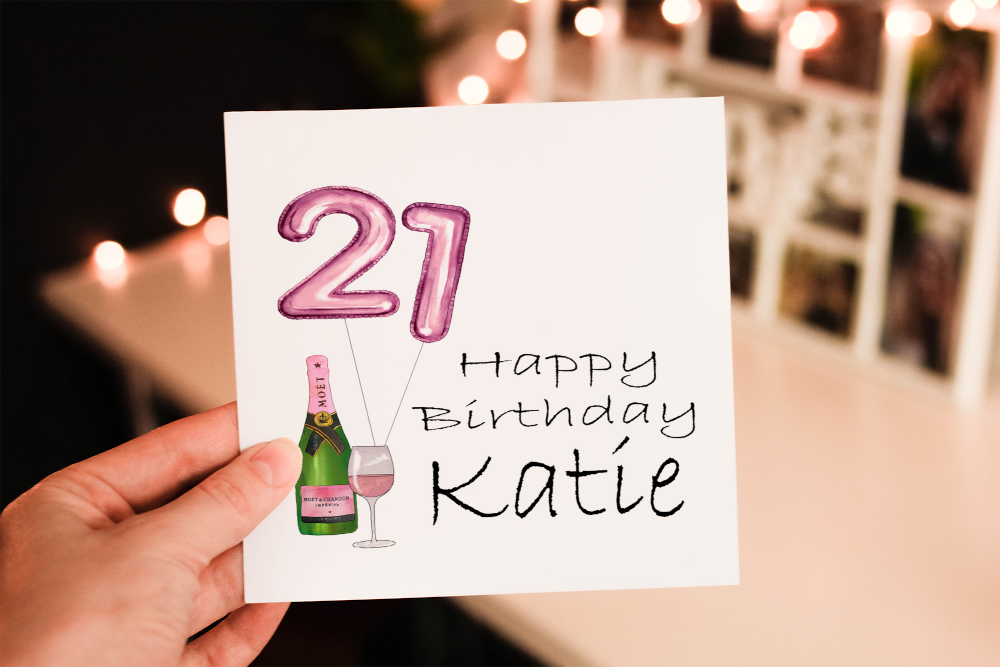 21st Birthday Personalised Card, Card for 21st Birthday